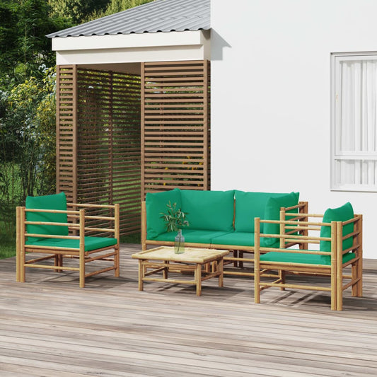 5-delige Loungeset met kussens bamboe groen