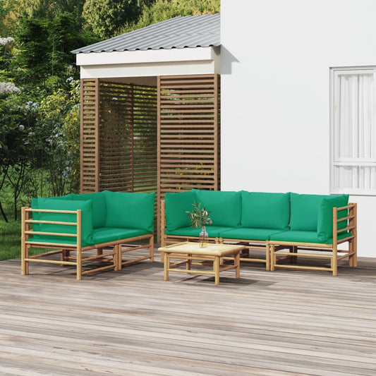 6-delige Loungeset met kussens bamboe groen