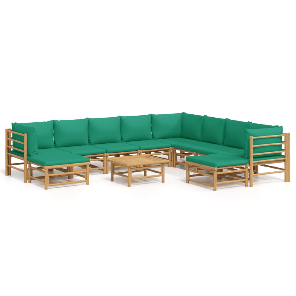 11-delige Loungeset met kussens bamboe groen