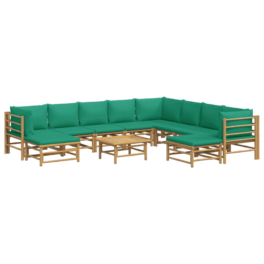 11-delige Loungeset met kussens bamboe groen