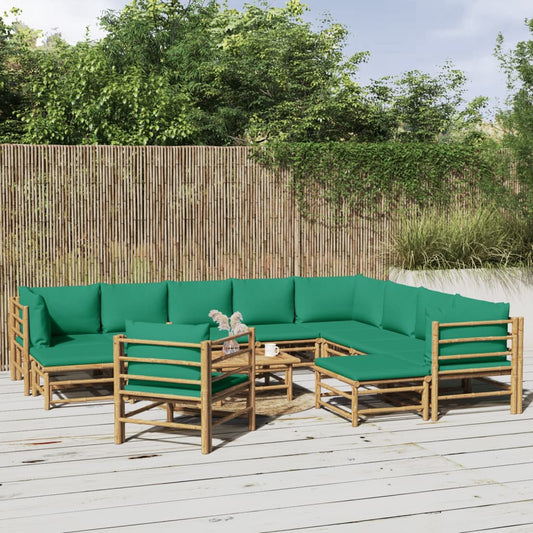 12-delige Loungeset met kussens bamboe groen