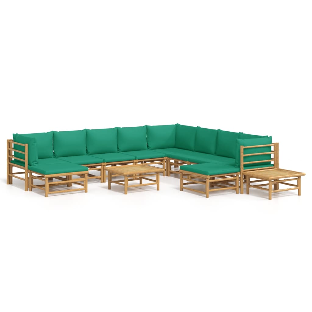 12-delige Loungeset met kussens bamboe groen