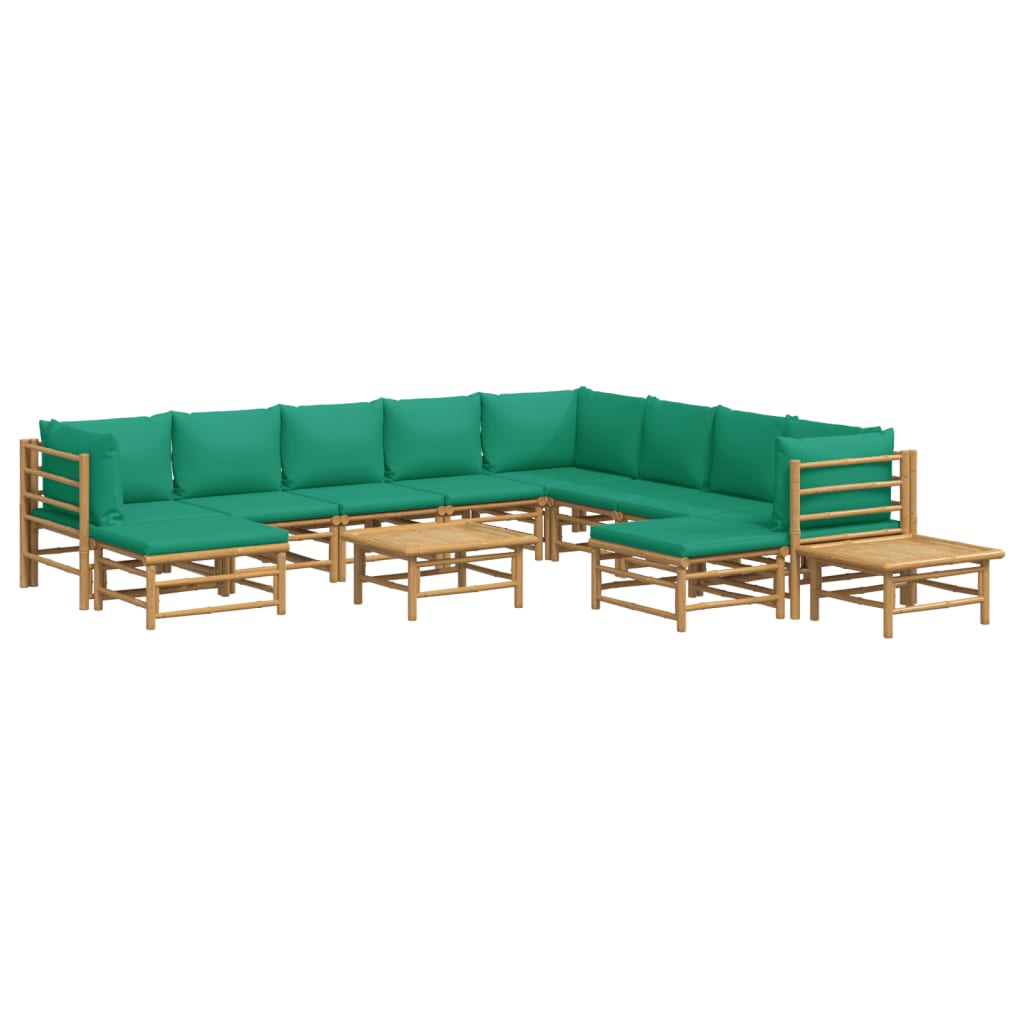 12-delige Loungeset met kussens bamboe groen