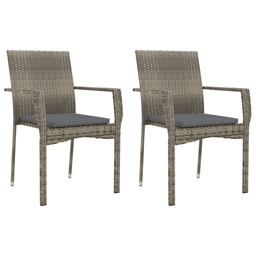 3-delige Tuinset met kussens poly rattan grijs