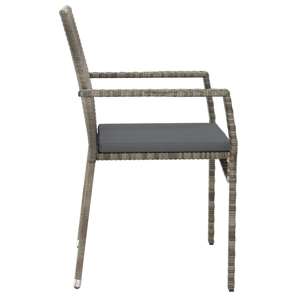 3-delige Tuinset met kussens poly rattan grijs