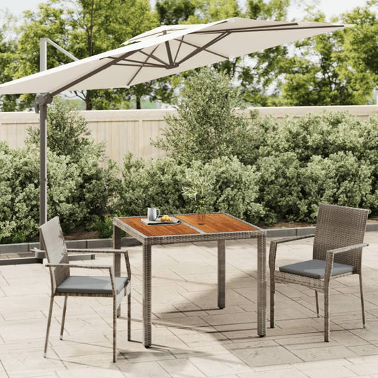 3-delige Tuinset met kussens poly rattan grijs