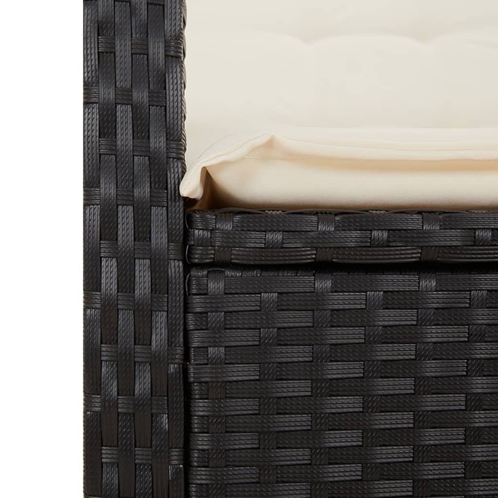 Tuinstoel verstelbaar met kussens poly rattan zwart