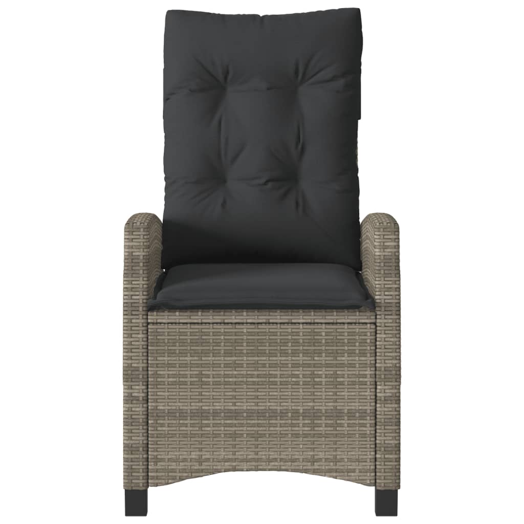 Tuinstoelen 2 st verstelbaar met kussens poly rattan grijs