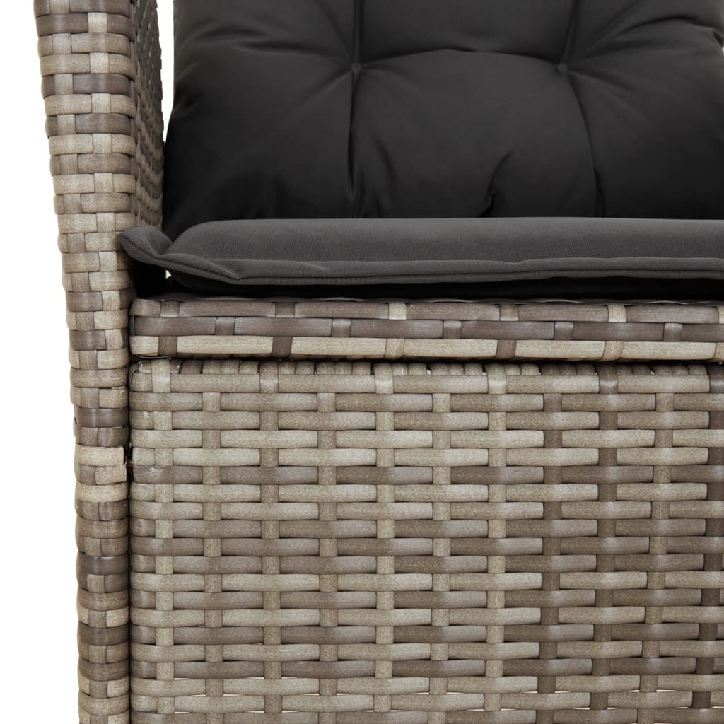 Tuinstoelen 2 st verstelbaar met kussens poly rattan grijs