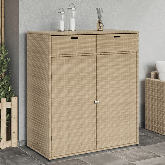 Tuinkast 105x55x113 cm poly rattan beige