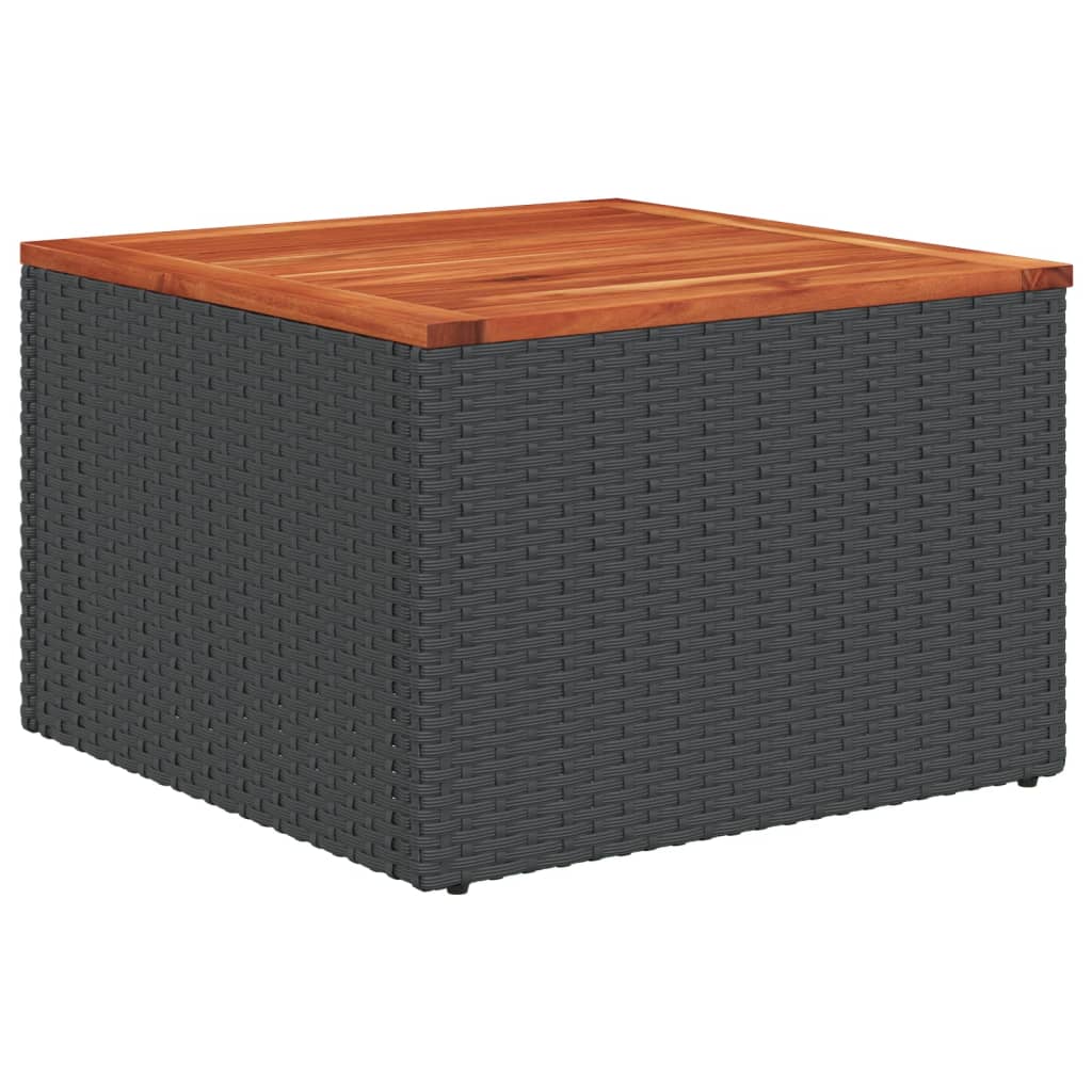 Tuintafel zwart 55x55x37 cm poly rattan en acaciahout
