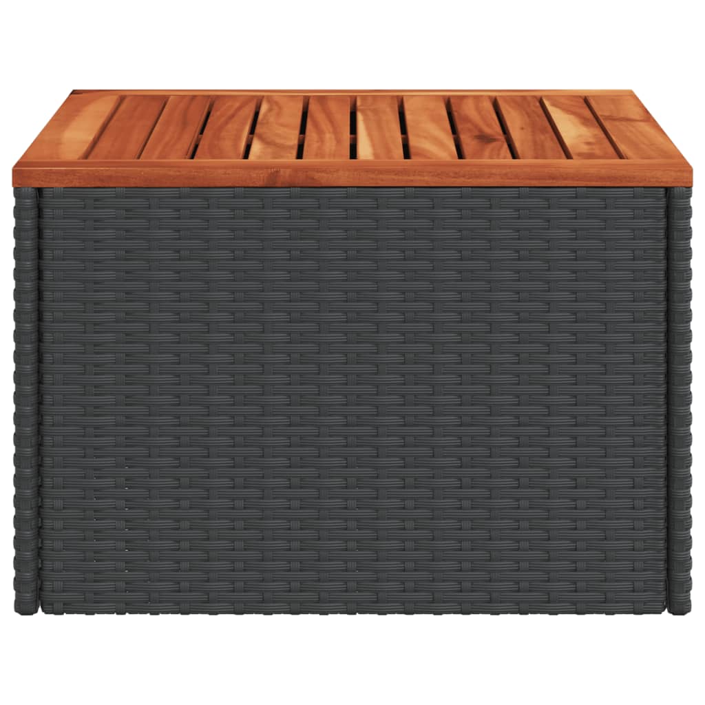 Tuintafel zwart 55x55x37 cm poly rattan en acaciahout