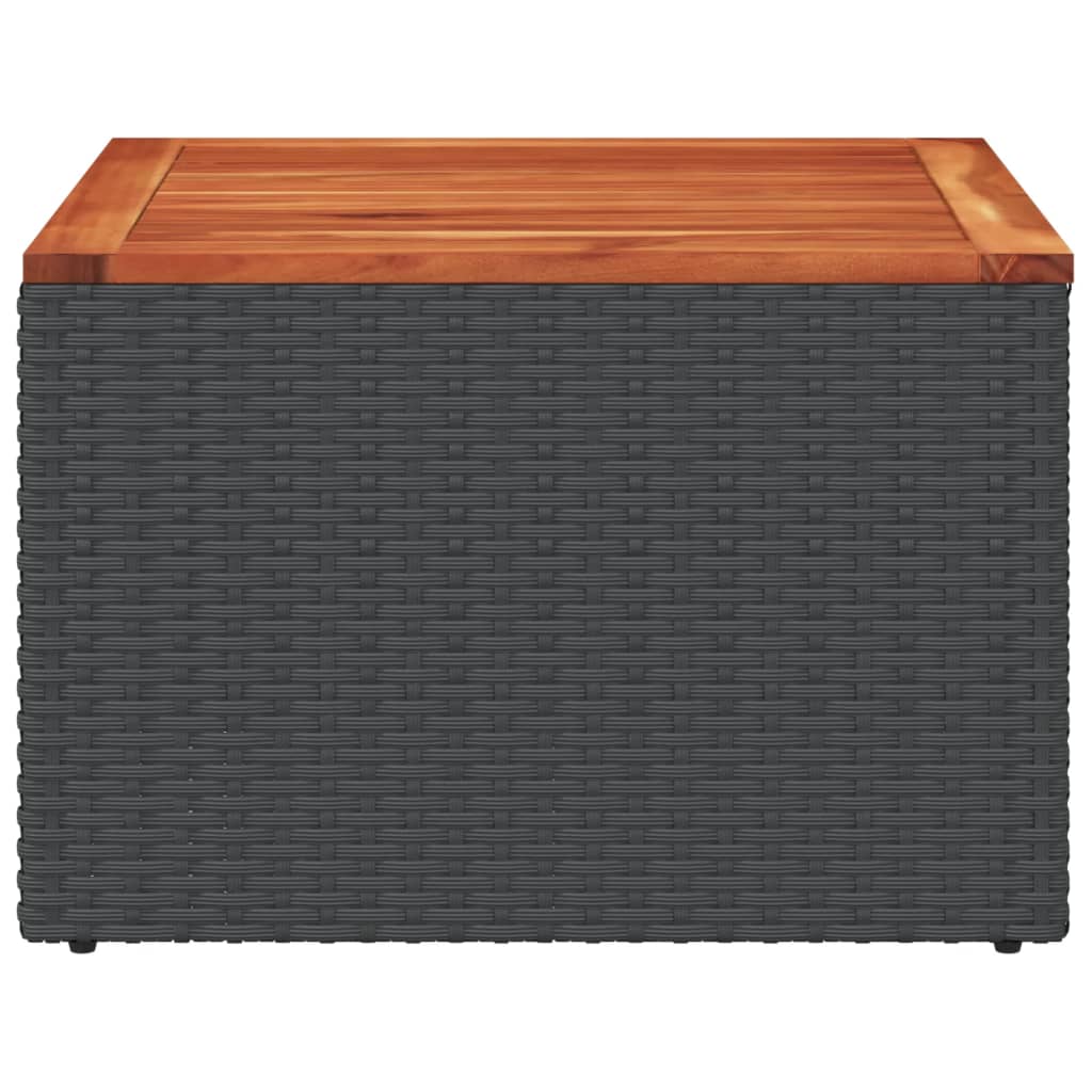 Tuintafel zwart 55x55x37 cm poly rattan en acaciahout