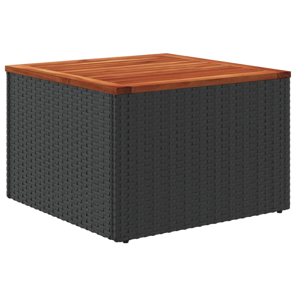 Tuintafel zwart 55x55x37 cm poly rattan en acaciahout