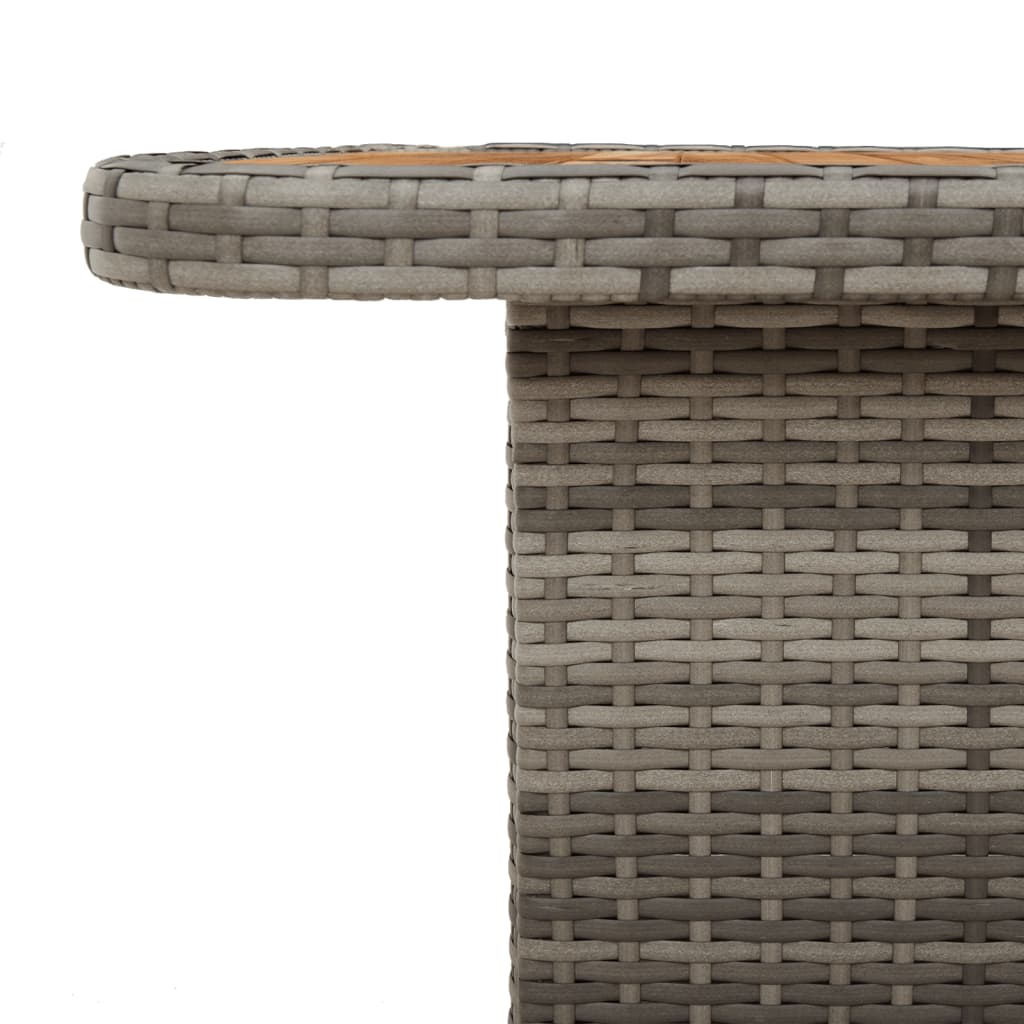 Tuintafel 110x110x71 cm poly rattan en acaciahout grijs