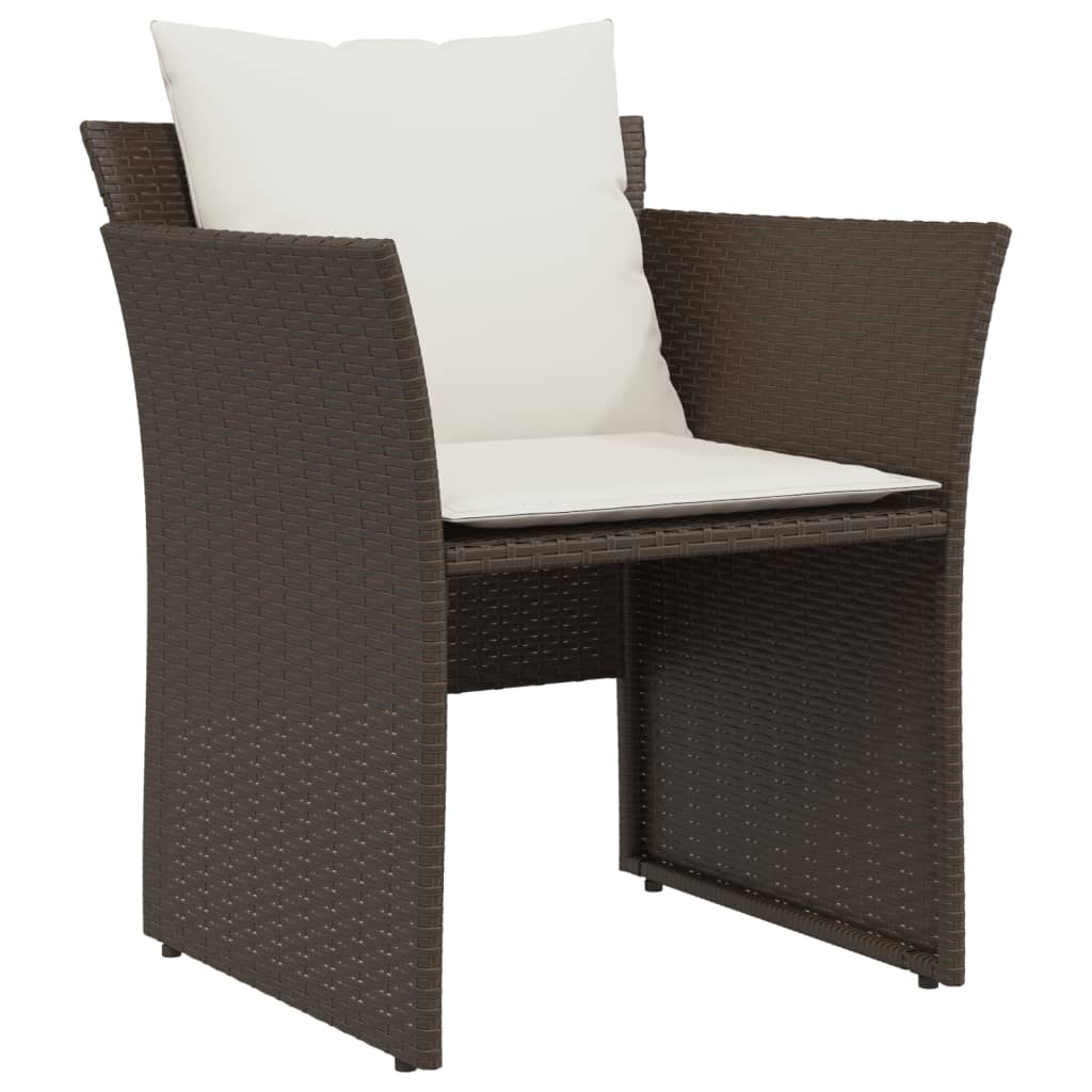 Tuinstoel met voetenbank poly rattan bruin
