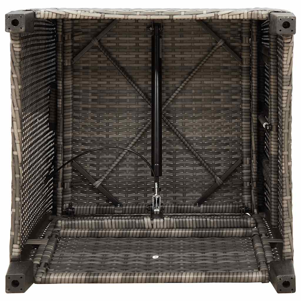 Verstelbare tuinstoel met bijzettafel poly rattan grijs