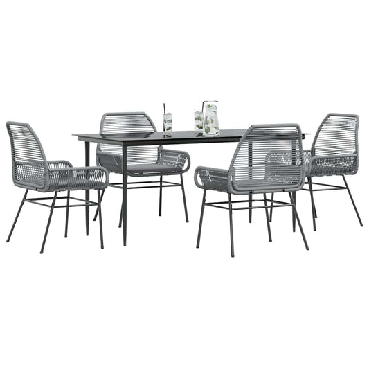 5-delige Tuinset met kussens poly rattan glas grijs